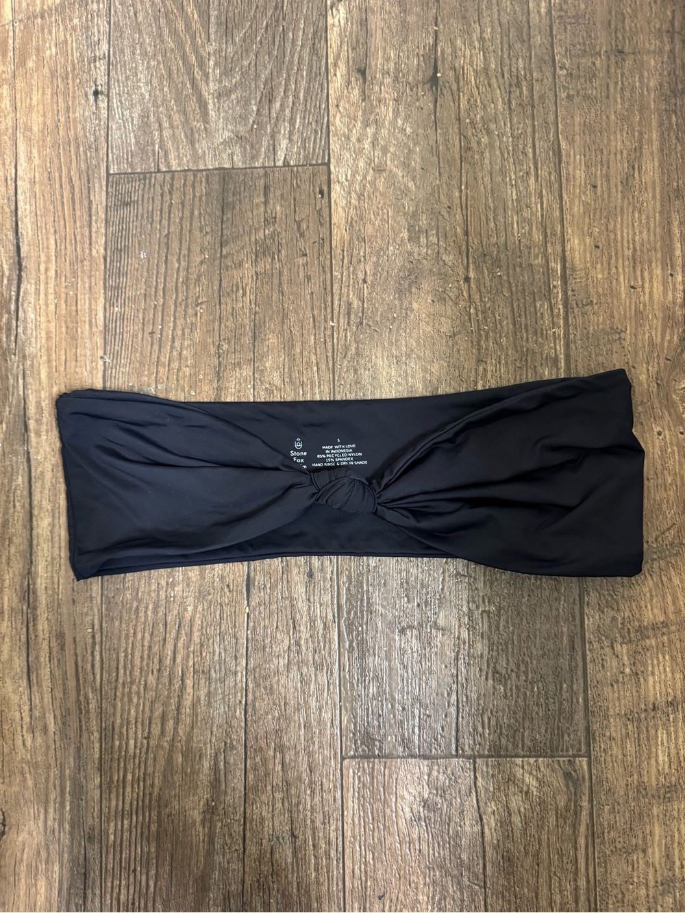 Stone Fox Swim SET- LELE BANDEAU Bikini top and RIVER bottoms- small- Black Onyx - Picture 6 of 10